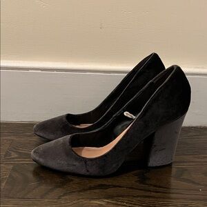 Chic Gray Velvet Women's Heels